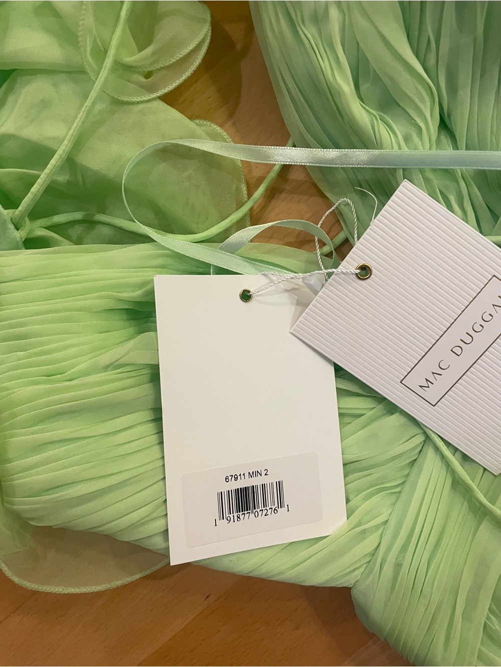 Mac Duggal Pastel Green Ruffle Sleeve Cutout Maxi Gown - Picture 5 of 8